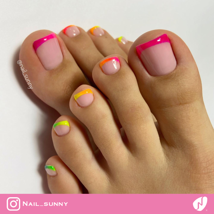 Colorful French Toenails